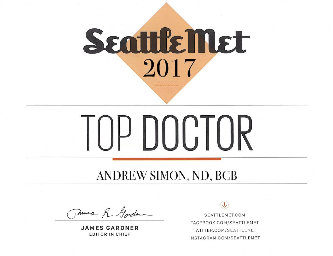 Seattle Met Top Doctor 2017