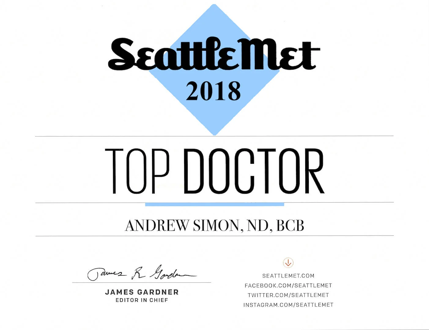 Seattle Met Top Doctor 2018